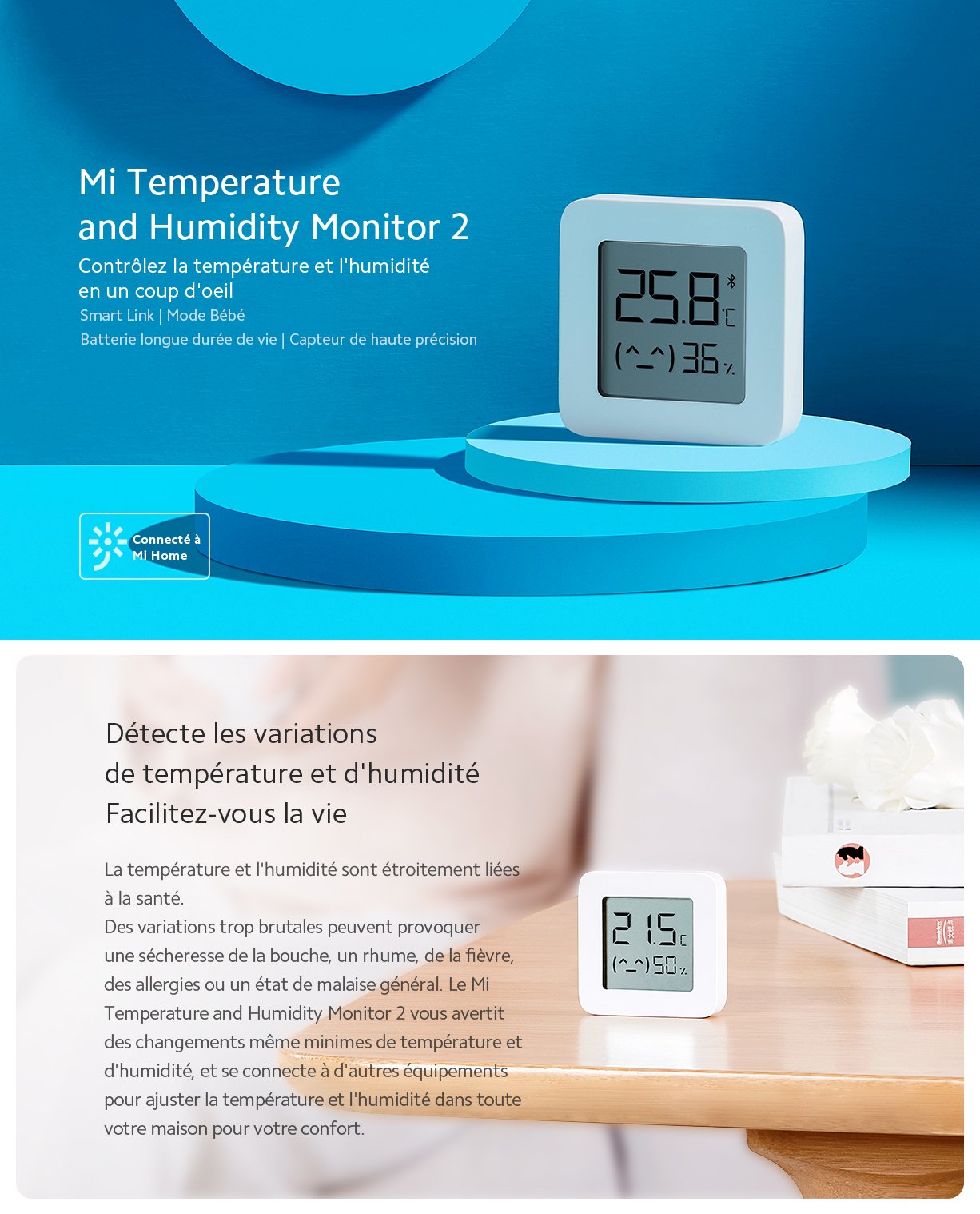 Capteur Xiaomi Mi Temperature and Humidity Monitor 2